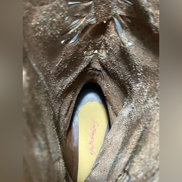 Matisse Brown Leather Floral Cut Out Embroidered Western Cowboy Boots Size 10 - Picture 14 of 15